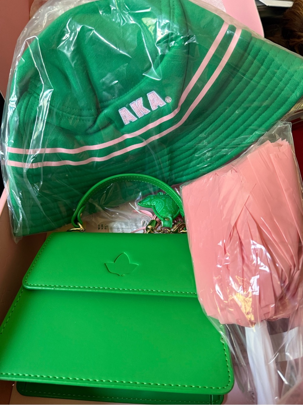Ivy Storehouse Green Bucket Hat & Green Handbag Set